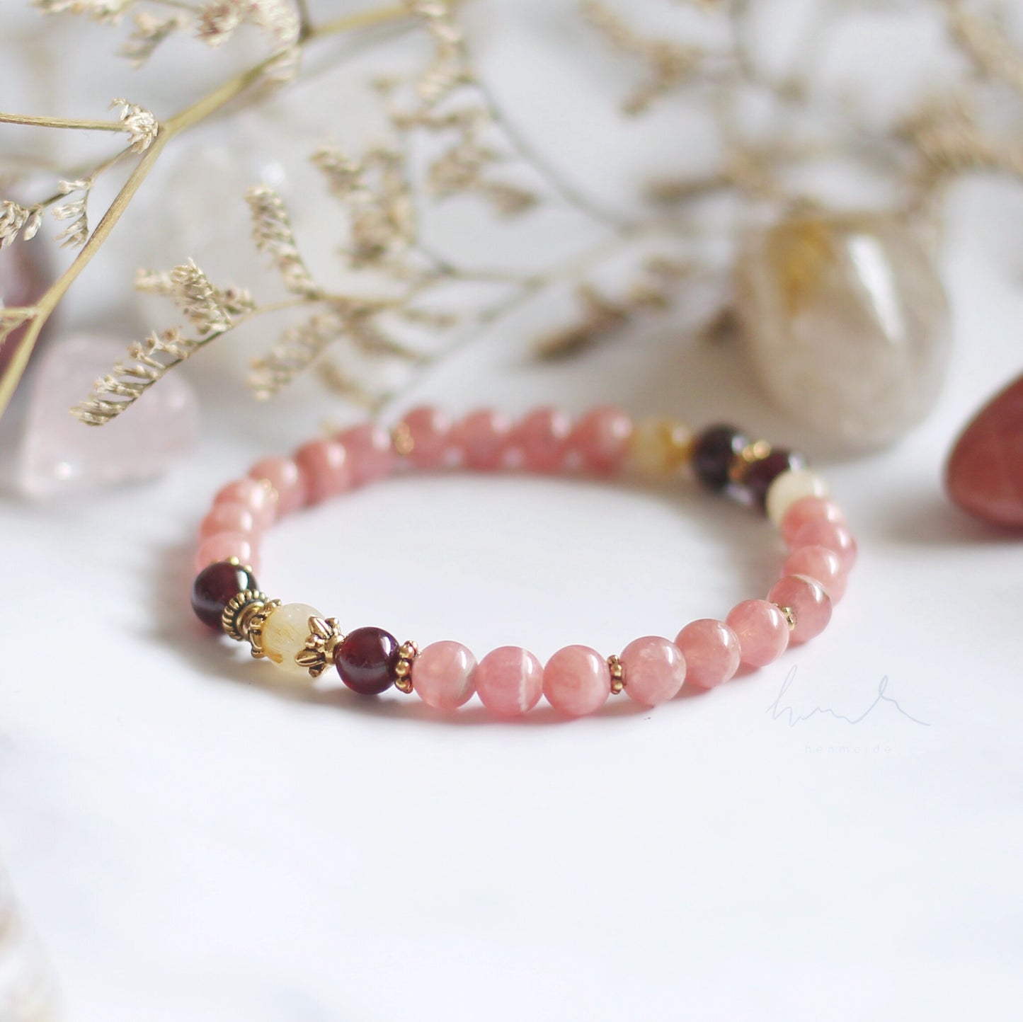 Rhodochrosite Garnet Rutilated Quartz