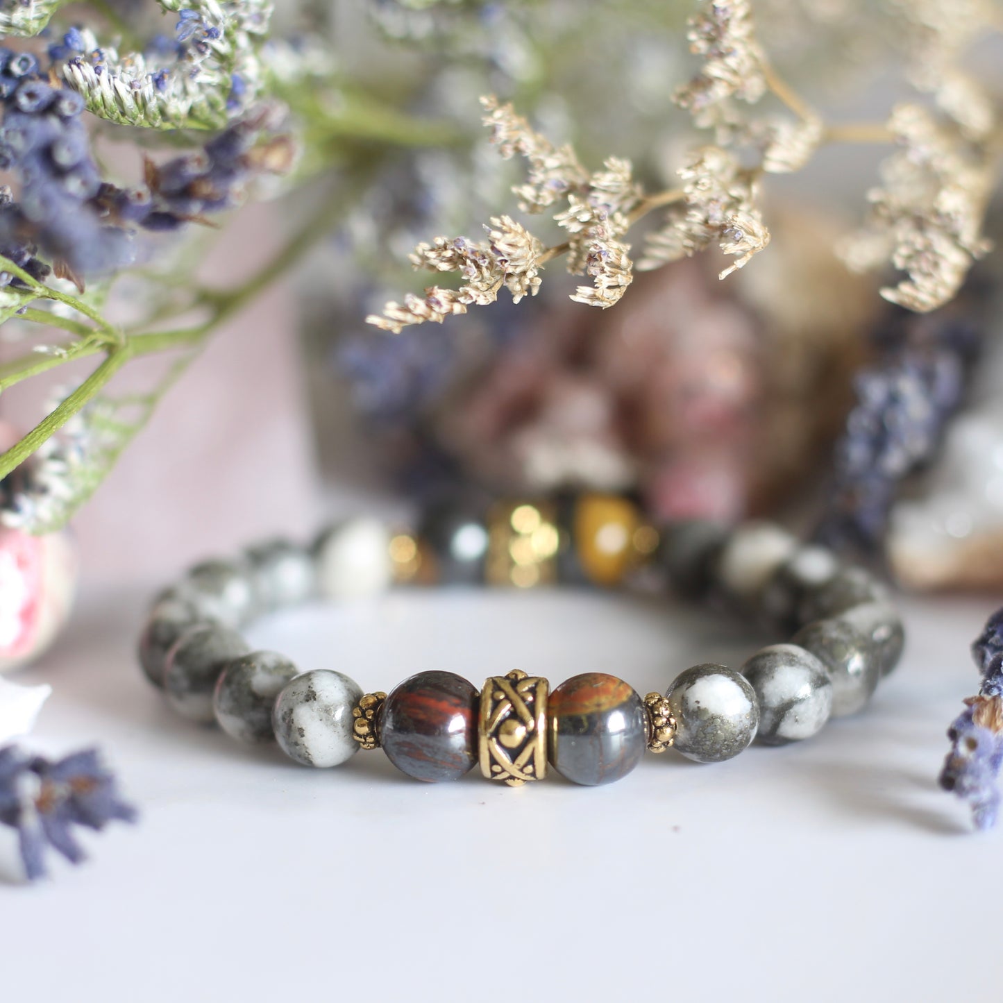 BB Can Buy Flowers 4 Me: Pyrite in Marble (8mm)