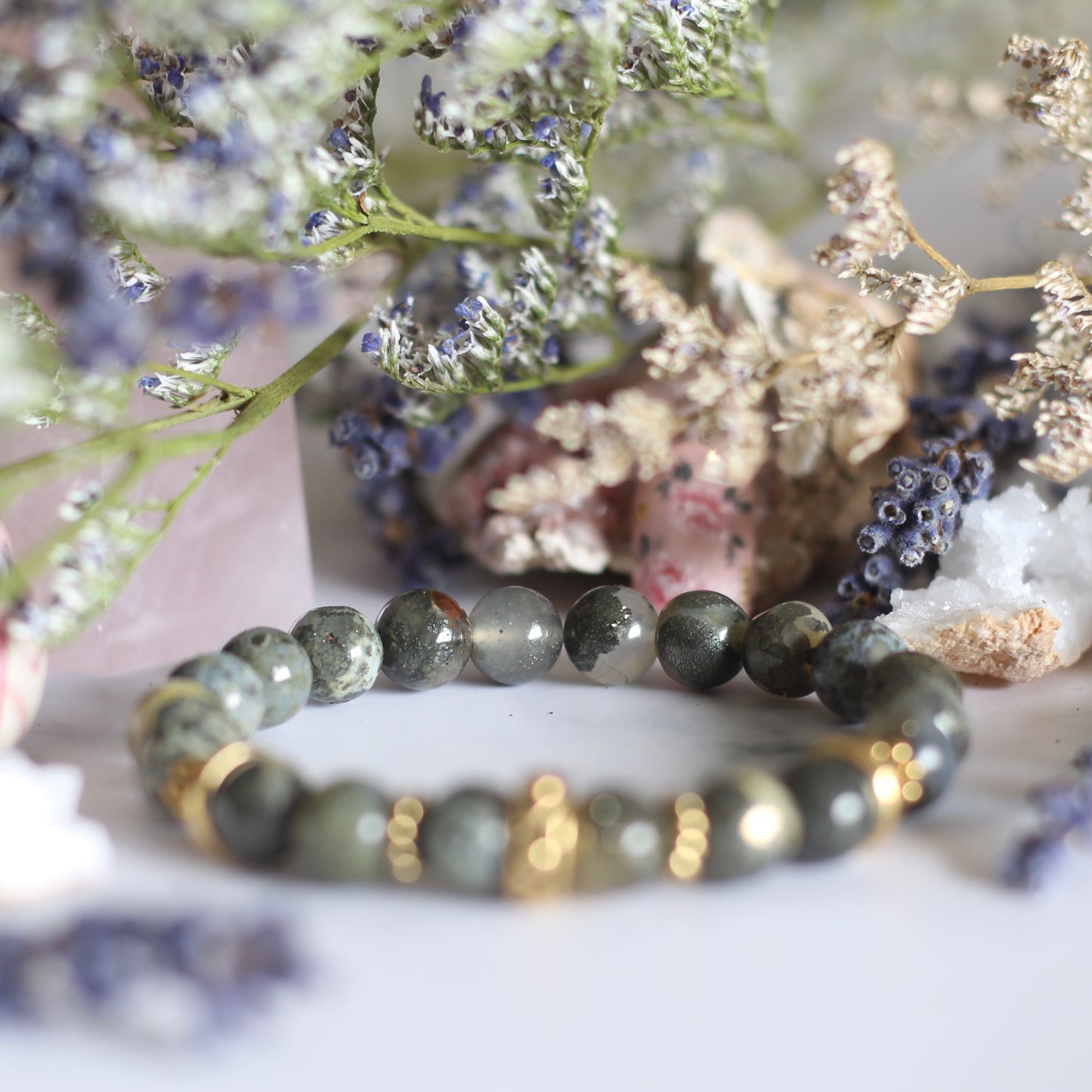 Hello BB Ai Stead Mai: Pyrite in Quartz (8mm)